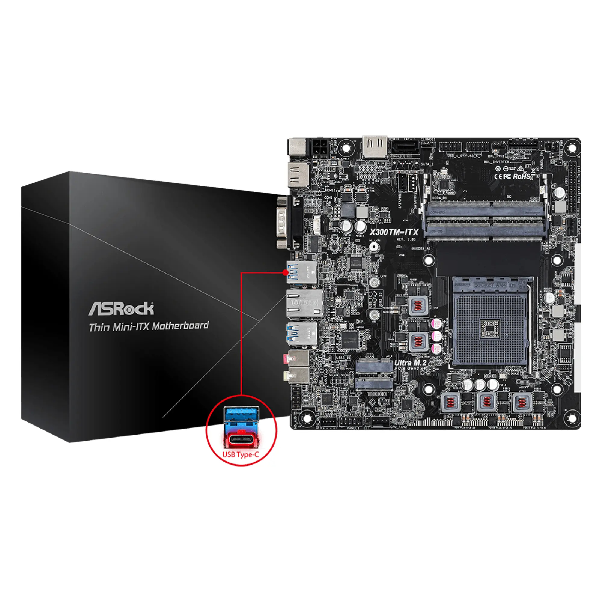Płyta główna ASRock X300TM-ITX  (sAM4/X300/DDR4/miniATX) cena - zdjęcie 3
