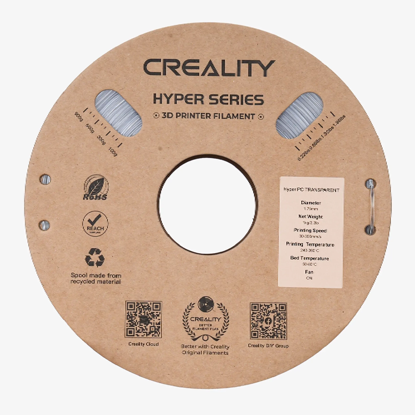 Filament Hyper PC (tworzywo sztuczne) do drukarki 3D CREALITY 1 kg, 1,75 mm, prosorium (3301070013) cena - zdjęcie 2