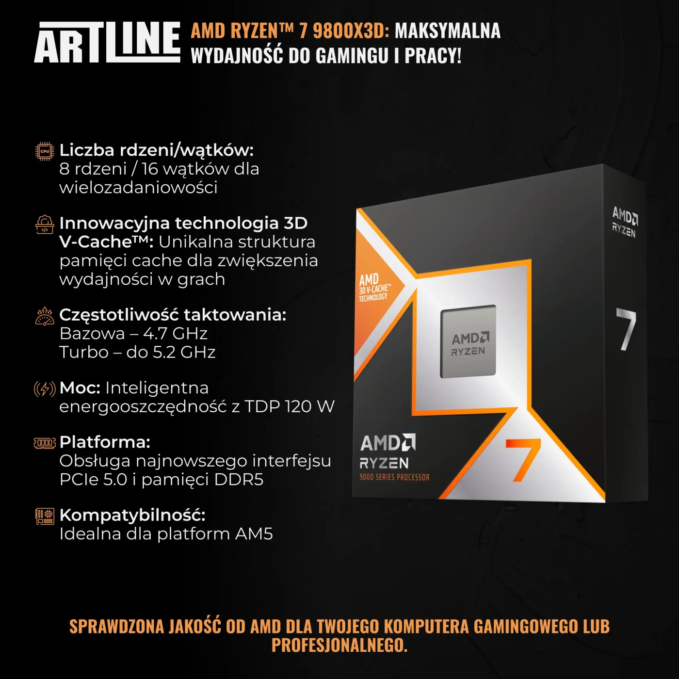 Komputer gamingowy ARTLINE ANOMALY Ryzen 7 9800X3D RTX 4070 SUPER 12GB AN322TWin (R798X3DRTX47S12AN322Tw) cena - zdjęcie 12