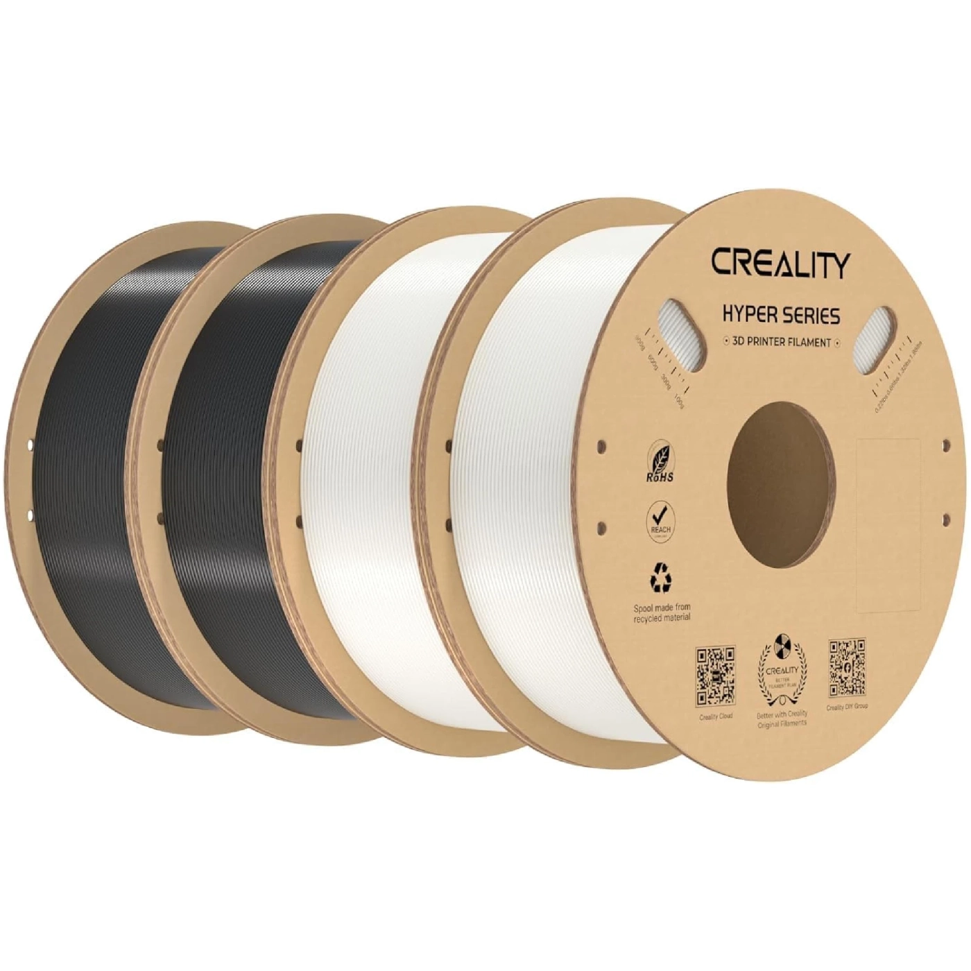 Filament Creality Hyper PETG 4x1kg 1,75mm 2*Czarne/2*Białe (3301030078) cena - zdjęcie 0