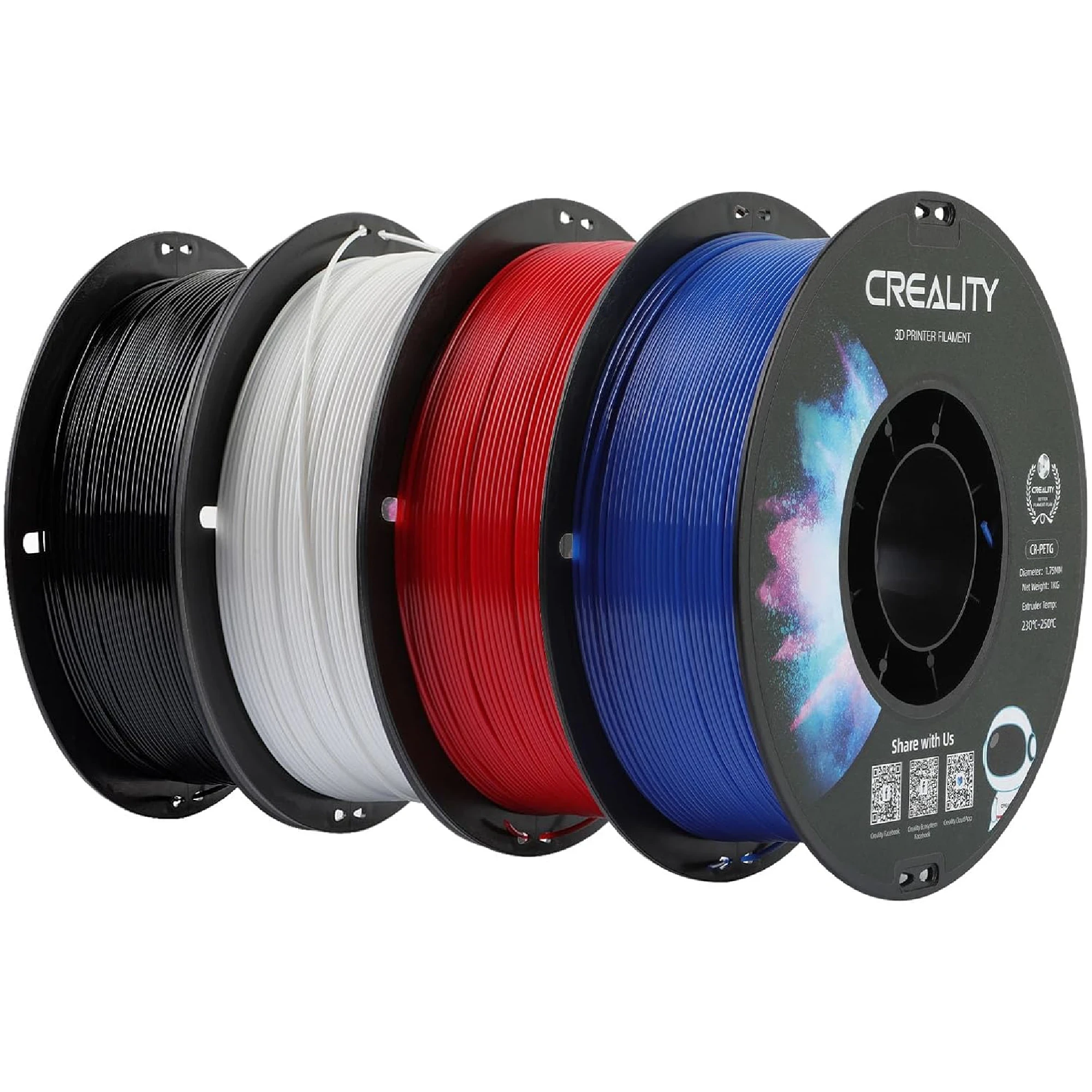 Filament Creality PETG 4x1kg 1,75mm Czarny/Biały/Czerwony/Niebieski (3301030084) cena - zdjęcie 0