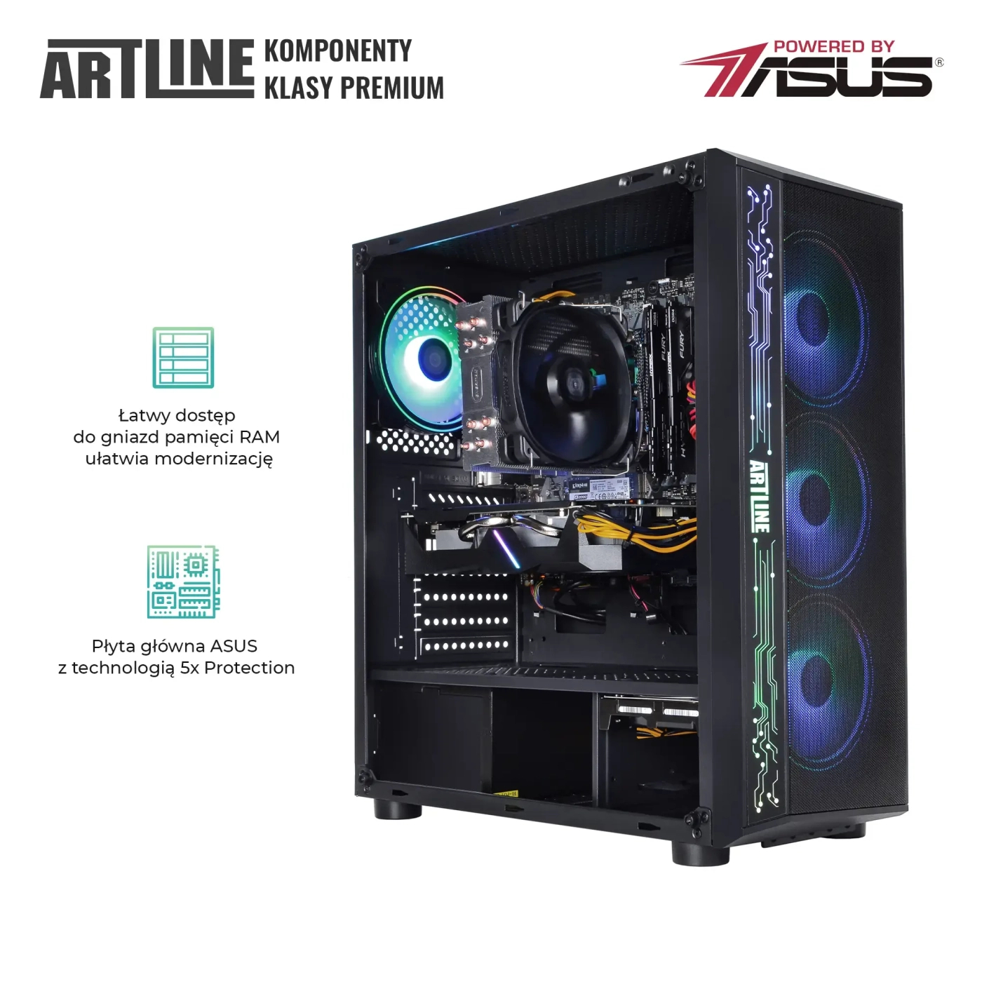 Komputer gamingowy ARTLINE Gaming X38 i5 10400F RX 6600 XT 8GB BA3210 cena - zdjęcie 1