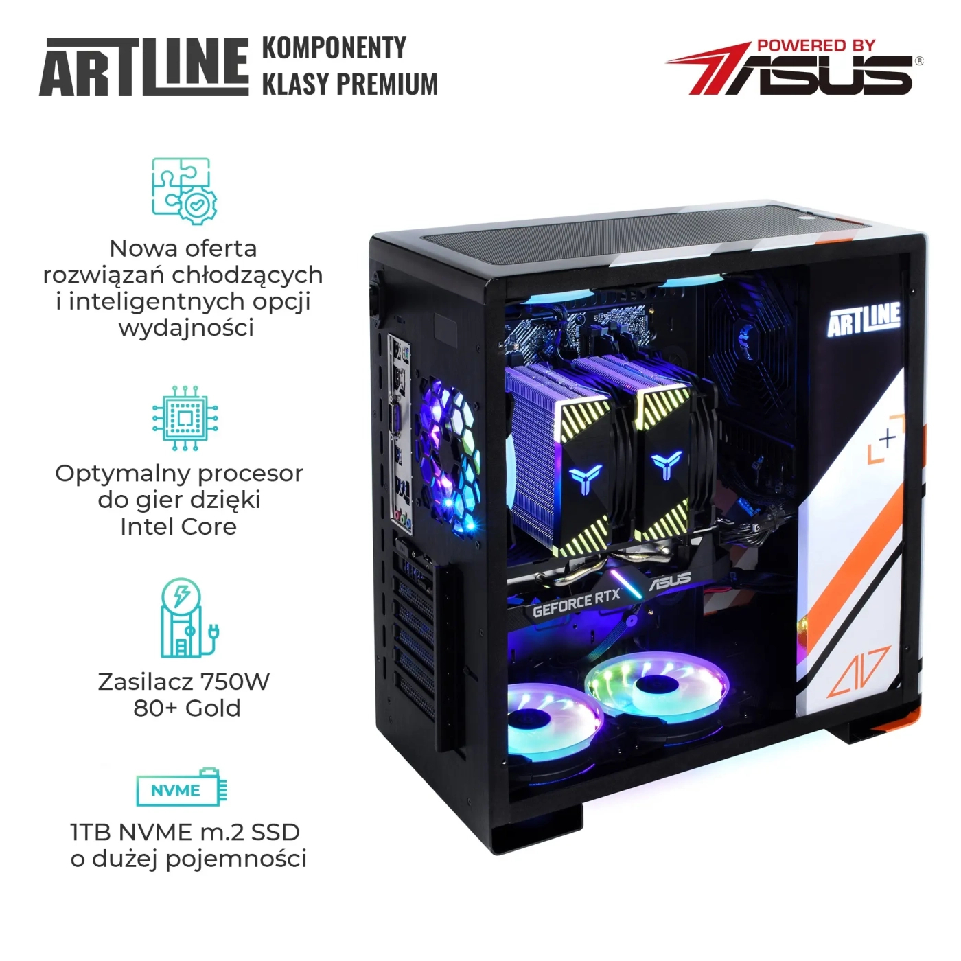 Komputer gamingowy ARTLINE Overlord ASMV i5 12400F RTX 4070 12GB GA16102 cena - zdjęcie 2