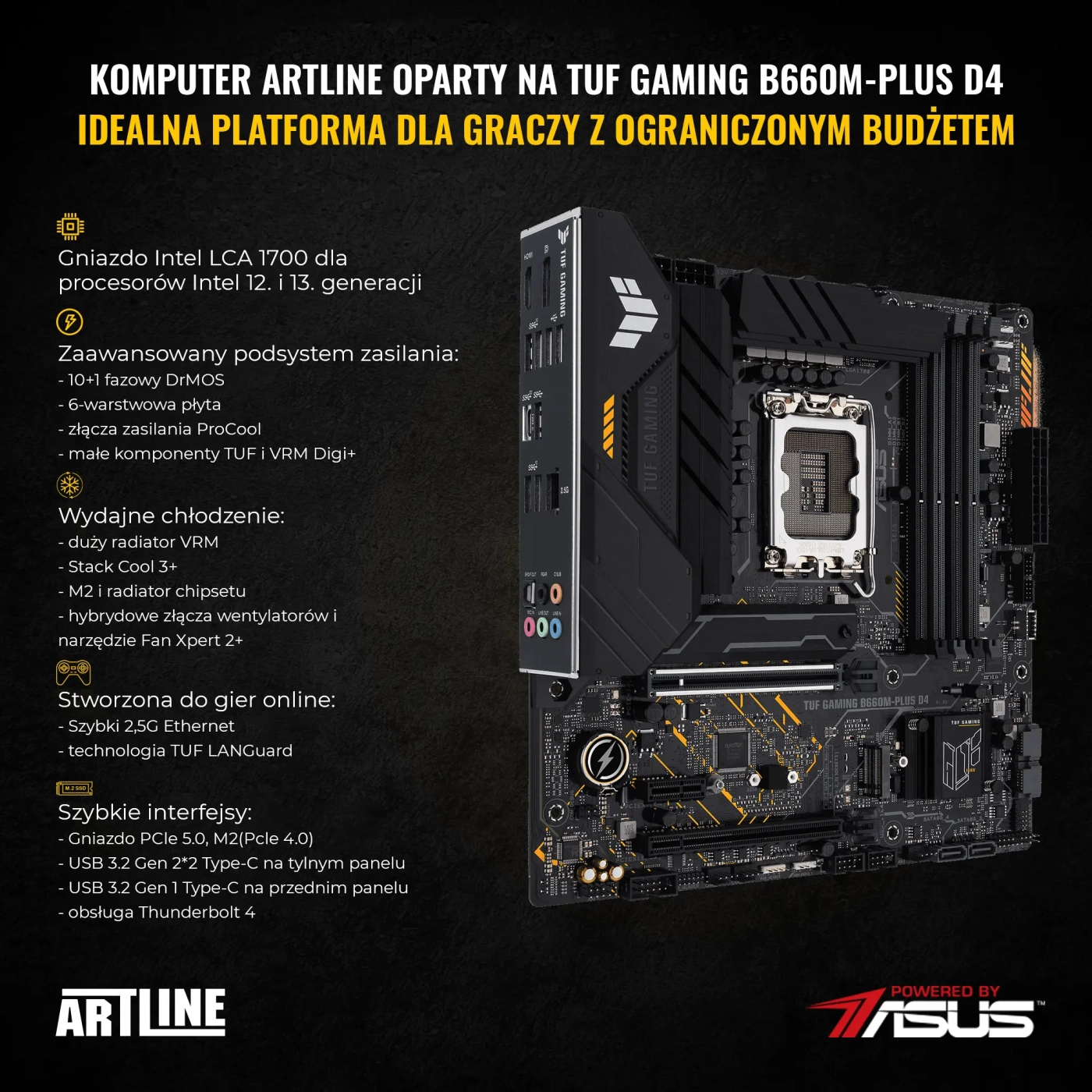 Komputer gamingowy ARTLINE Gaming TUF i5 13500 RTX 4070 12GB GT30132102Win cena - zdjęcie 2