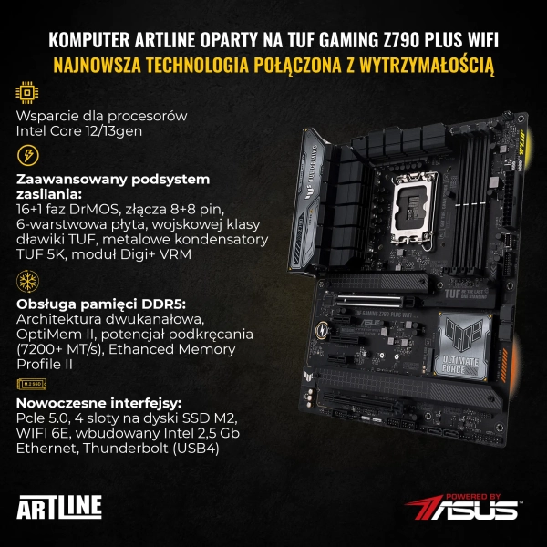 Komputer gamingowy ARTLINE Overlord GT502 i5 13600KF RTX 4090 24GB GT502641010 cena - zdjęcie 2