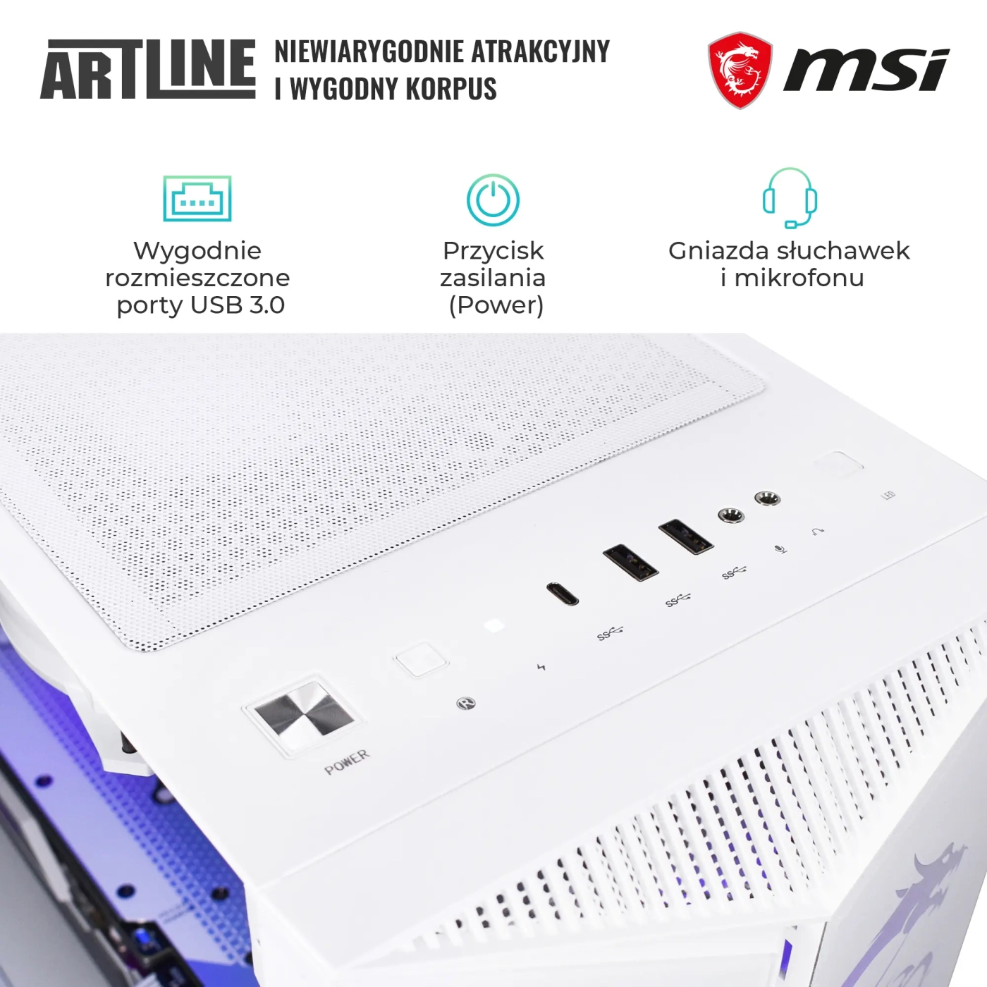 Komputer gamingowy ARTLINE Overlord FROSTBITE i7 12700F RTX 4080 16GB MG3210 cena - zdjęcie 4