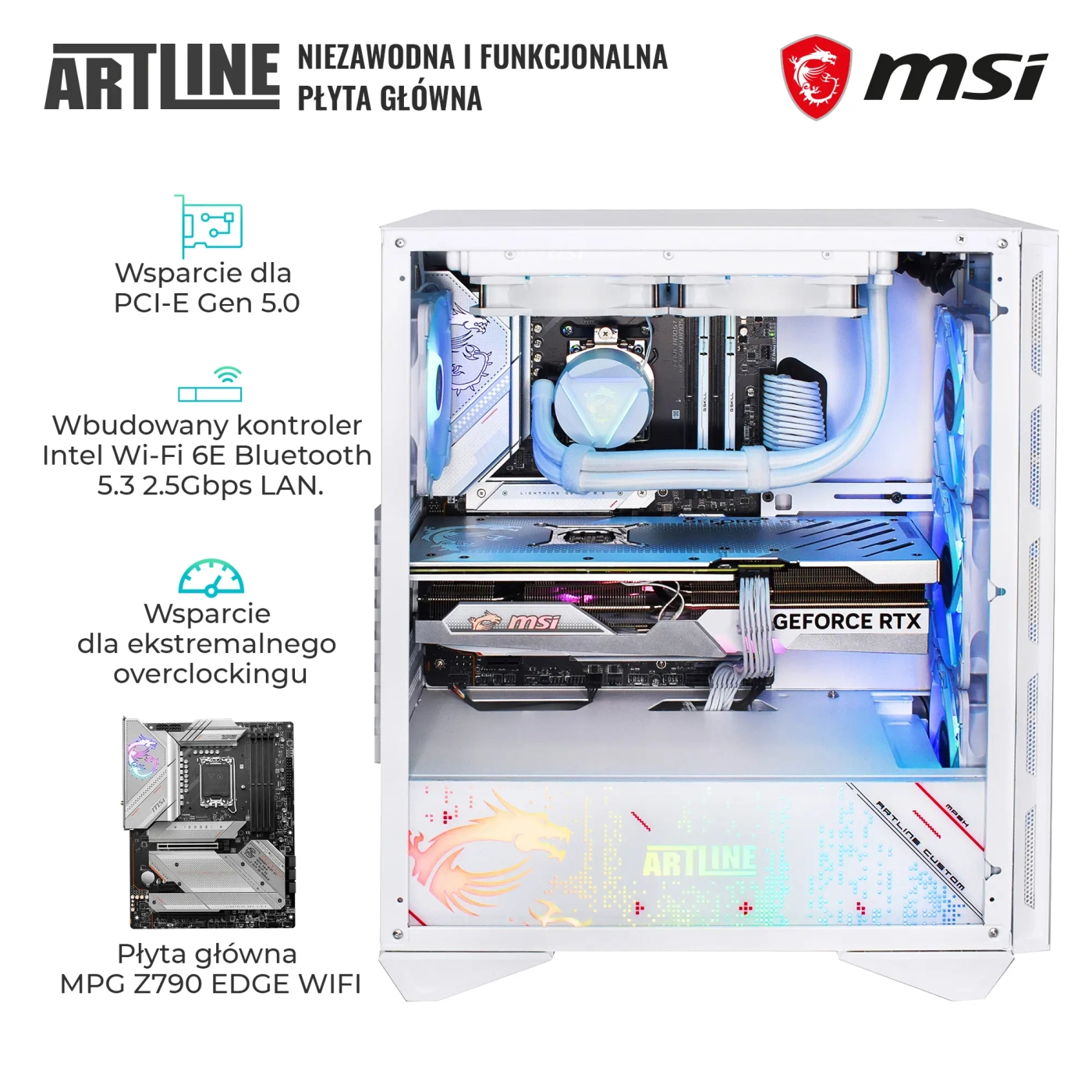 Komputer gamingowy ARTLINE Overlord FROSTBITE i7 12700KF RTX 4070 Ti 12GB MG3210 cena - zdjęcie 2