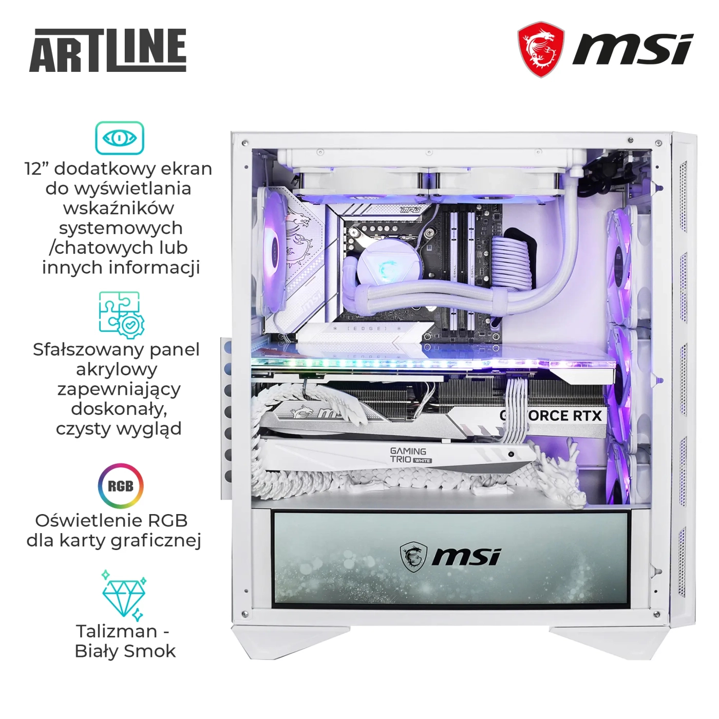 Komputer gamingowy ARTLINE Overlord FROSTBITE i7 13700KF RTX 4080 16GB MG321010 cena - zdjęcie 3