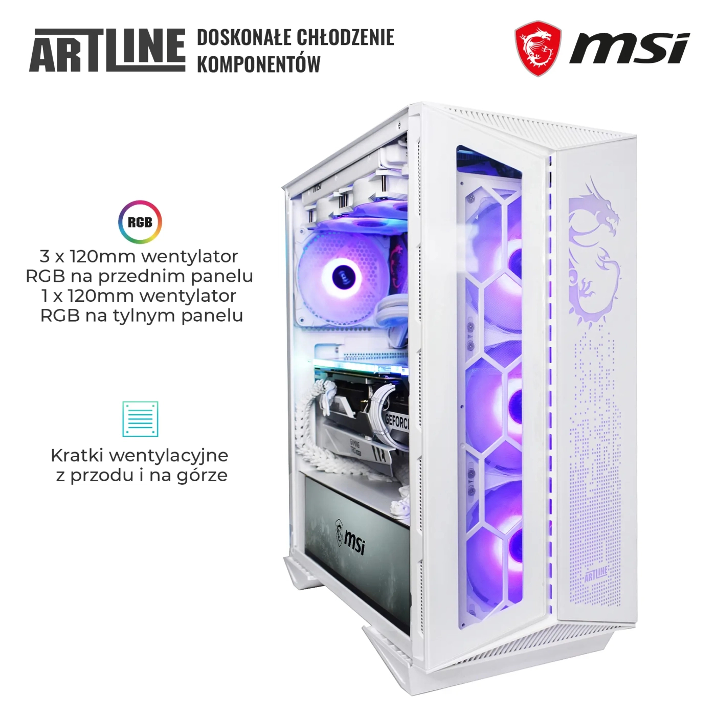 Komputer gamingowy ARTLINE Overlord FROSTBITE i9 12900KF RTX 4080 16GB MG321010 cena - zdjęcie 4