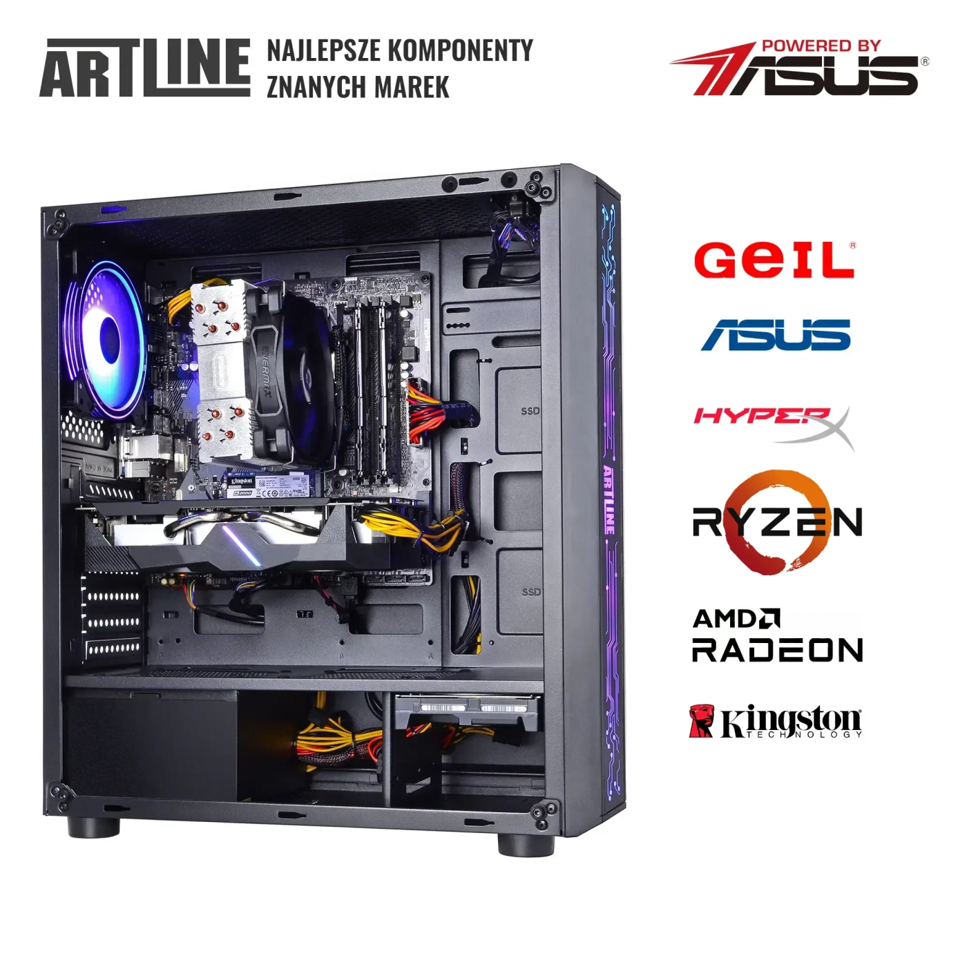 Komputer gamingowy ARTLINE Gaming X48 Ryzen 5 3600 RX 6600 XT 8GB BA3241 cena - zdjęcie 8