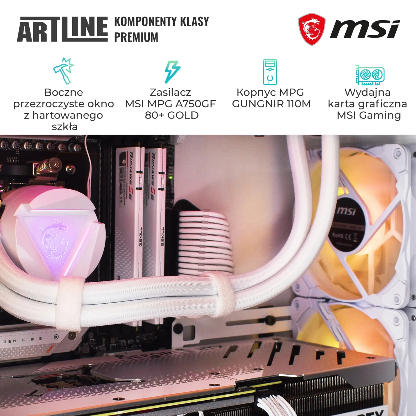 Komputer gamingowy ARTLINE Overlord FROSTBITE Ryzen 5 7600X RTX 4080 16GB MG3210 cena - zdjęcie 7