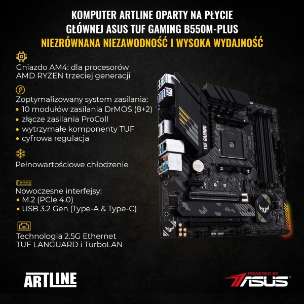Komputer gamingowy ARTLINE Gaming TUF Ryzen 9 5900X RTX 4070 12GB GT30132102Win cena - zdjęcie 2