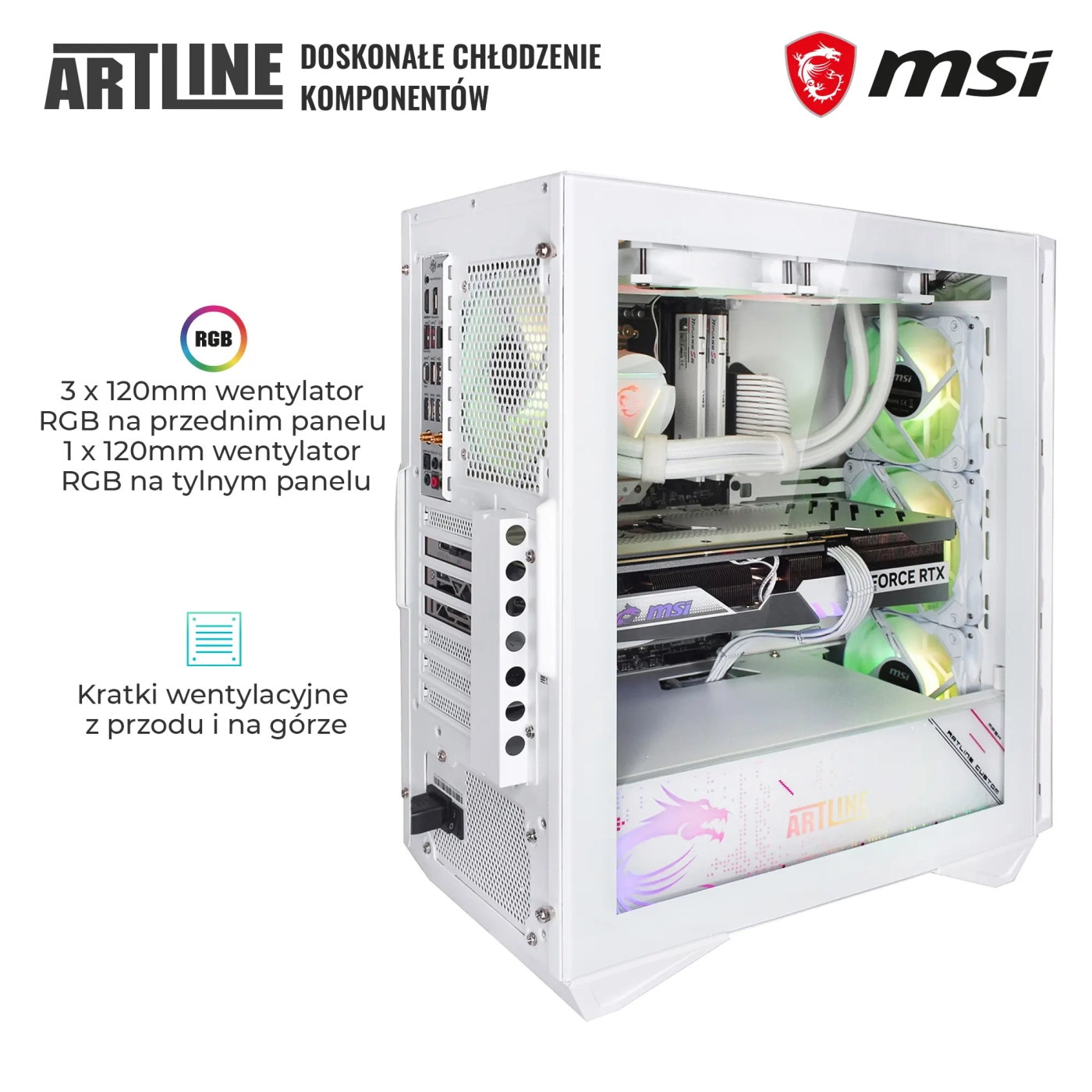 Komputer gamingowy ARTLINE Overlord FROSTBITE Ryzen 9 7900 RTX 4080 16GB MG3210 cena - zdjęcie 3