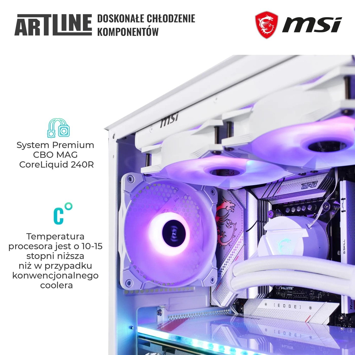 Komputer gamingowy ARTLINE Overlord FROSTBITE Ryzen 9 7900X3D RTX 4080 16GB MG321010 cena - zdjęcie 6