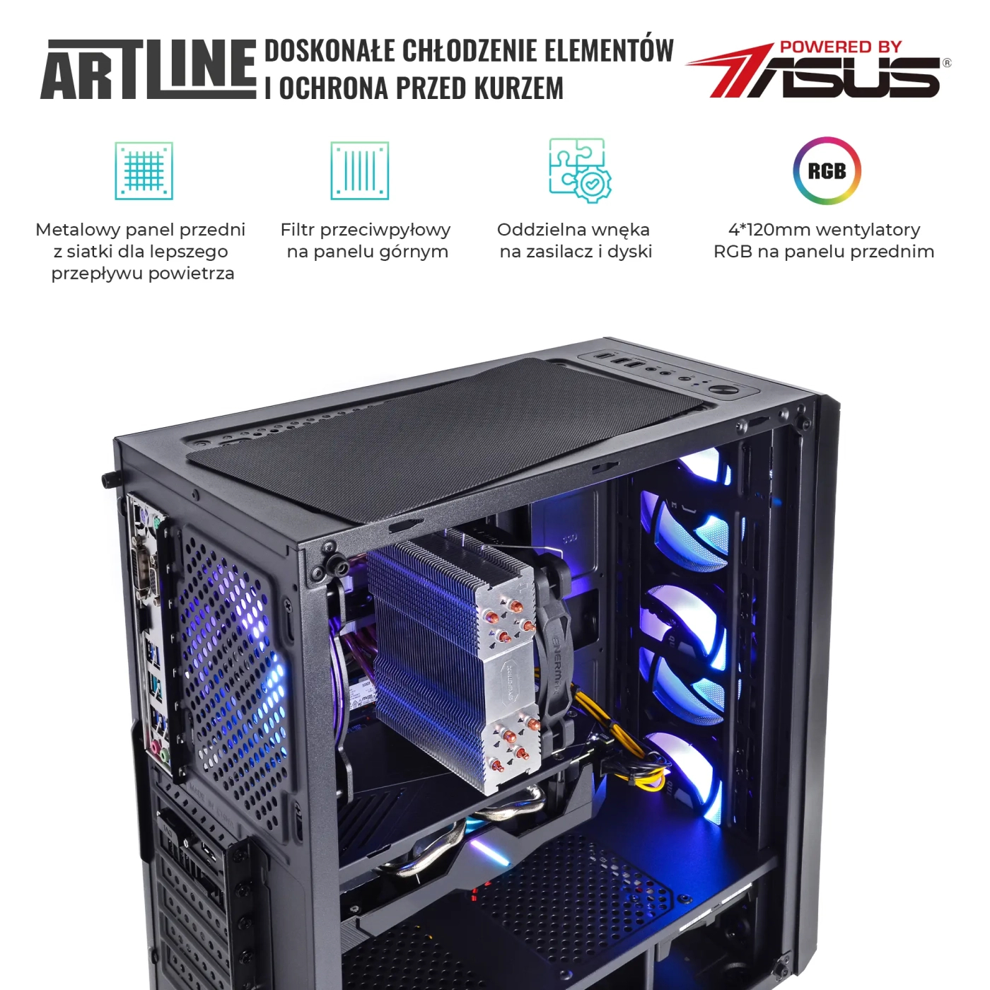 Komputer gamingowy ARTLINE Gaming X48 Ryzen 5 5600X RX 6600 8GB BA1610Win cena - zdjęcie 2