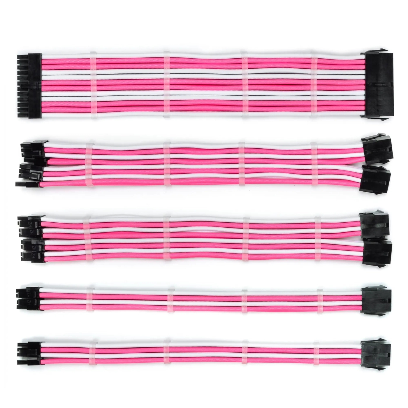 Zestaw kabli do zasilacza QUBE 1*24P MB, 2*4+4P CPU, 2*6+2P VGA Biało-różowy cena - zdjęcie 5