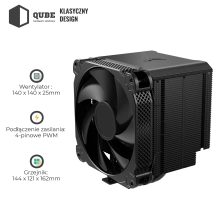 Chłodzenie CPUQube QB-OL6250 (140mm/4pin/700-1800RPM/38Dba/6 rurek termicznych/4PIN PWM) cena - zdjęcie 1