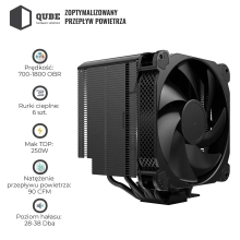 Chłodzenie CPUQube QB-OL6250 (140mm/4pin/700-1800RPM/38Dba/6 rurek termicznych/4PIN PWM) cena - zdjęcie 2