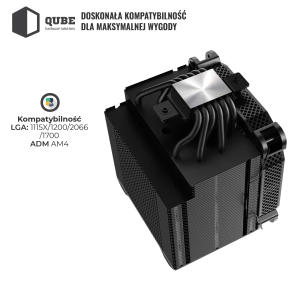 Chłodzenie CPUQube QB-OL6250 (140mm/4pin/700-1800RPM/38Dba/6 rurek termicznych/4PIN PWM) cena - zdjęcie 3