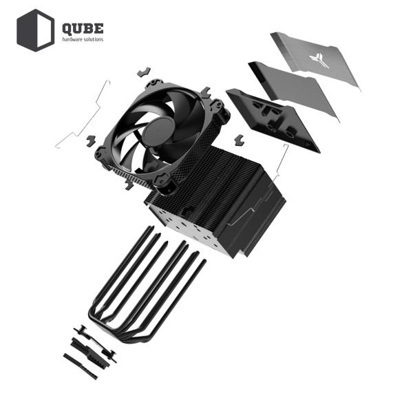 Chłodzenie CPUQube QB-OL6250 (140mm/4pin/700-1800RPM/38Dba/6 rurek termicznych/4PIN PWM) cena - zdjęcie 4