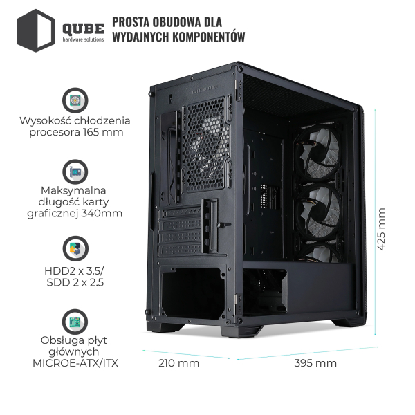 Obudowa QUBE MESH no PSU (MESH_FMNU3) cena - zdjęcie 7