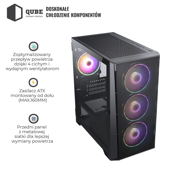 Obudowa QUBE MESH no PSU (MESH_FMNU3) cena - zdjęcie 11