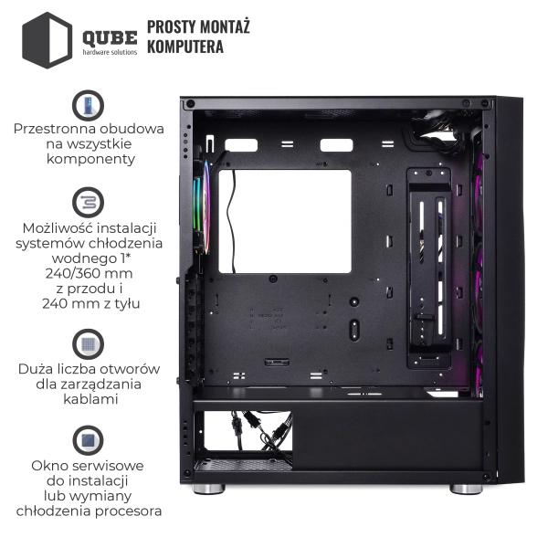 Obudowa QUBE GALAXY RGB Black (GALAXY_FCNU3) cena - zdjęcie 12