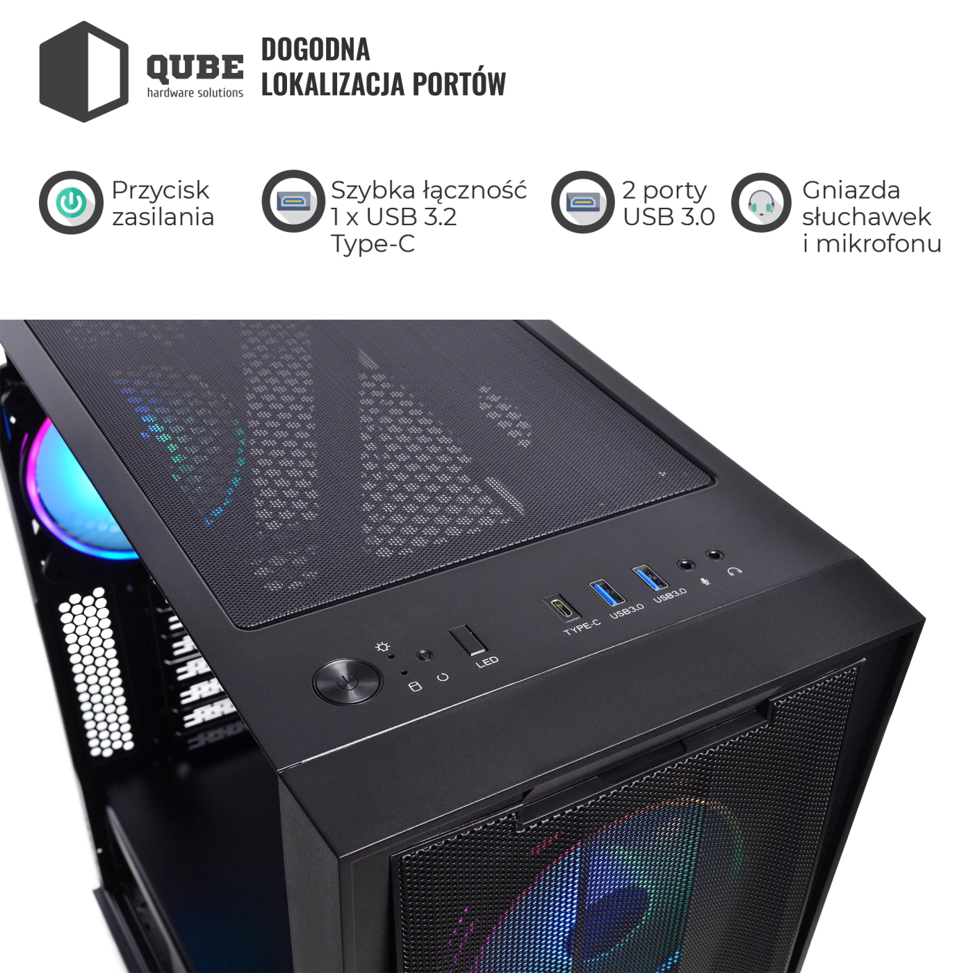 Obudowa QUBE GALAXY RGB Black (GALAXY_FCNU3) cena - zdjęcie 13