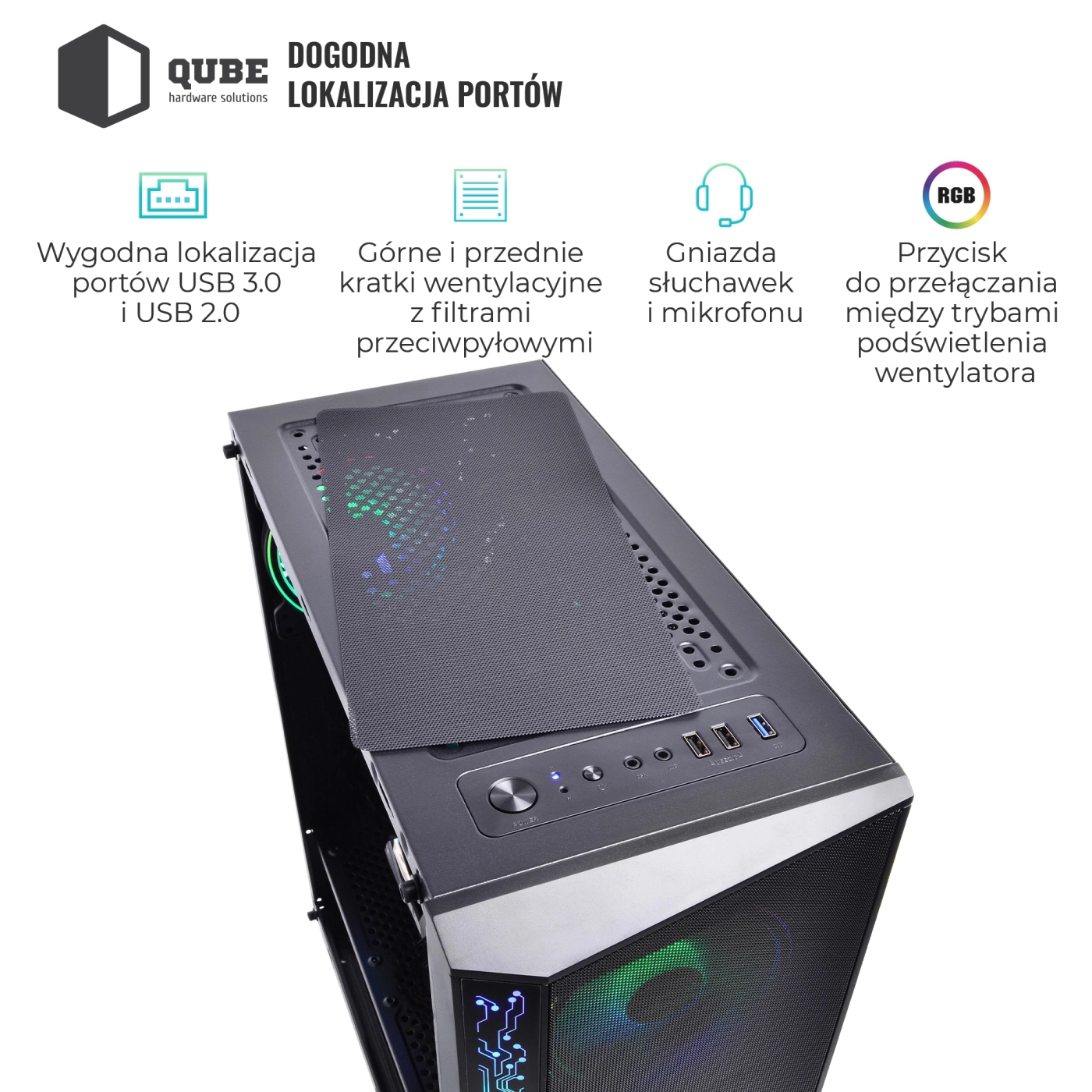 Obudowa QUBE BREEZE Black ARGB (BREEZE_FMNU3) cena - zdjęcie 1