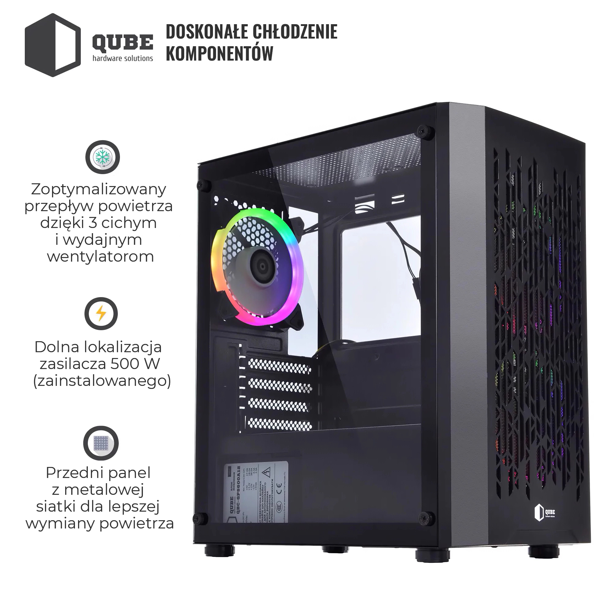 Obudowa QUBE BLOCK 500W Black (BLOCK_F5MU3) cena - zdjęcie 9