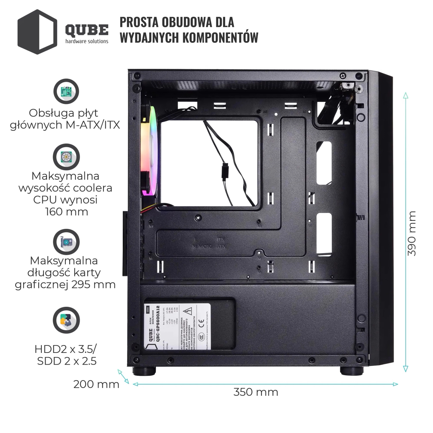 Obudowa QUBE BLOCK 500W Black (BLOCK_F5MU3) cena - zdjęcie 10