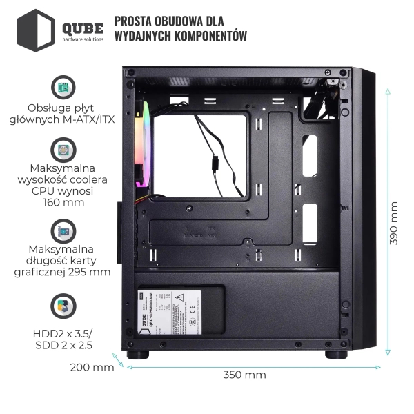 Obudowa QUBE BLOCK 500W Black (BLOCK_F5MU3) cena - zdjęcie 10