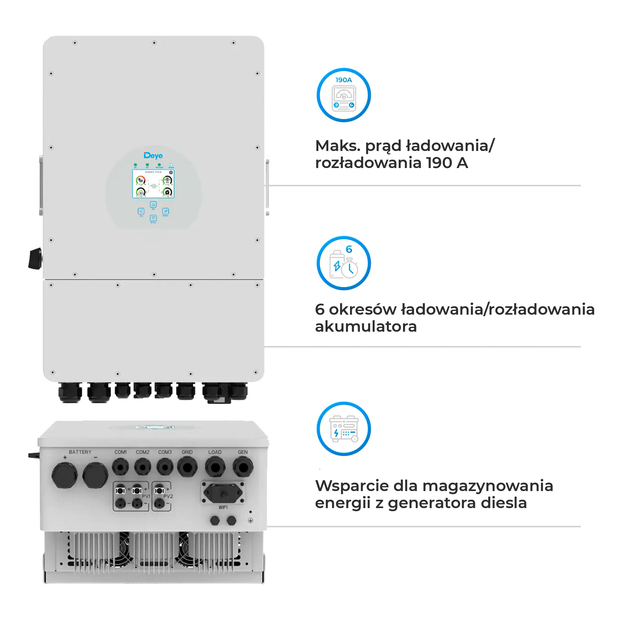 Falownik hybrydowy DEYE SUN-8K-SG01LP1 cena - zdjęcie 4