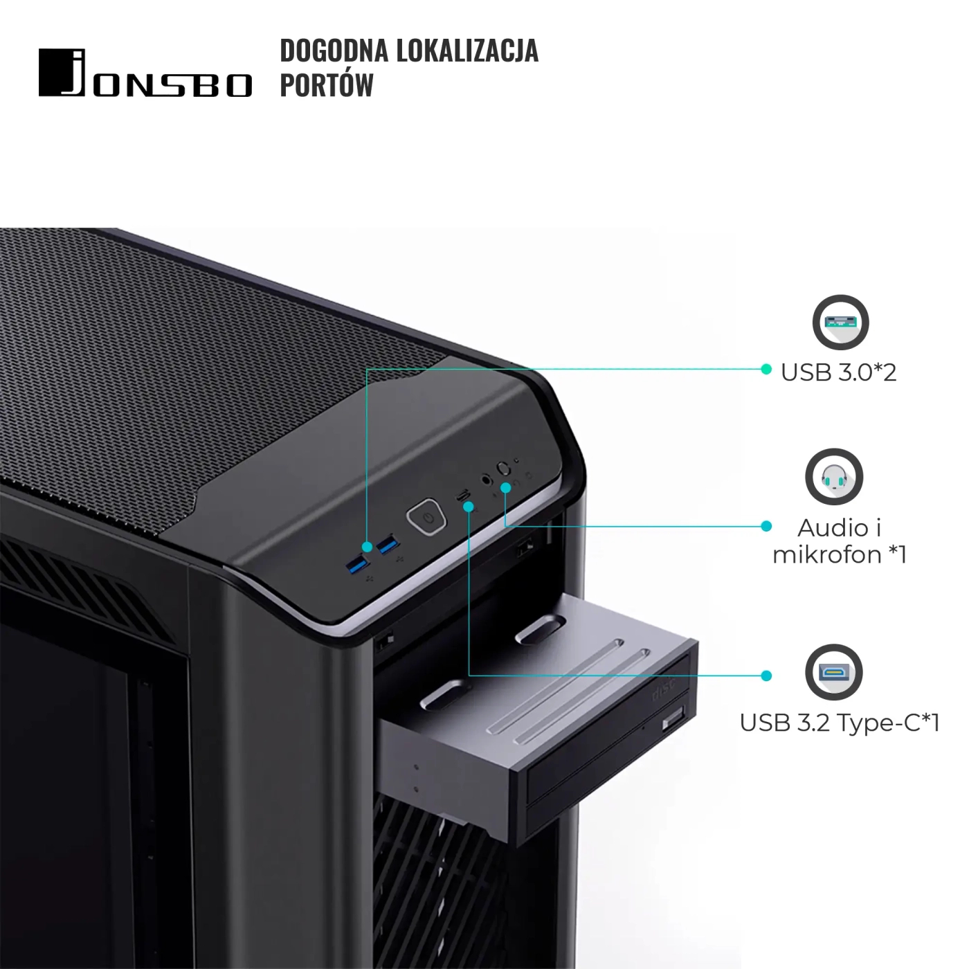 Obudowa JONSBO D500 Black cena - zdjęcie 4