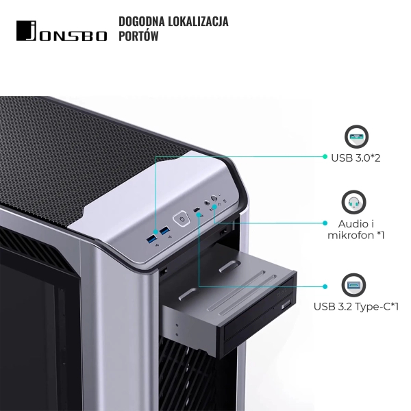 Obudowa JONSBO D500 Silver cena - zdjęcie 4