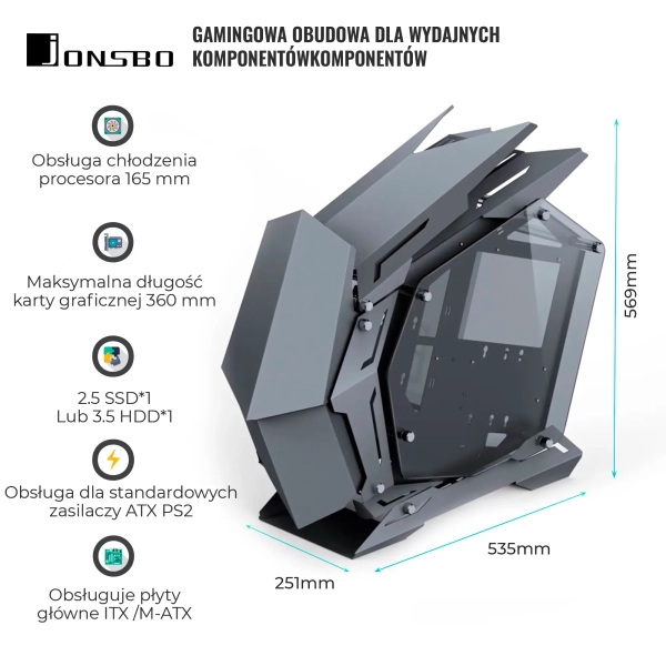 Obudowa JONSBO MOD-3 mini Gray cena - zdjęcie 3
