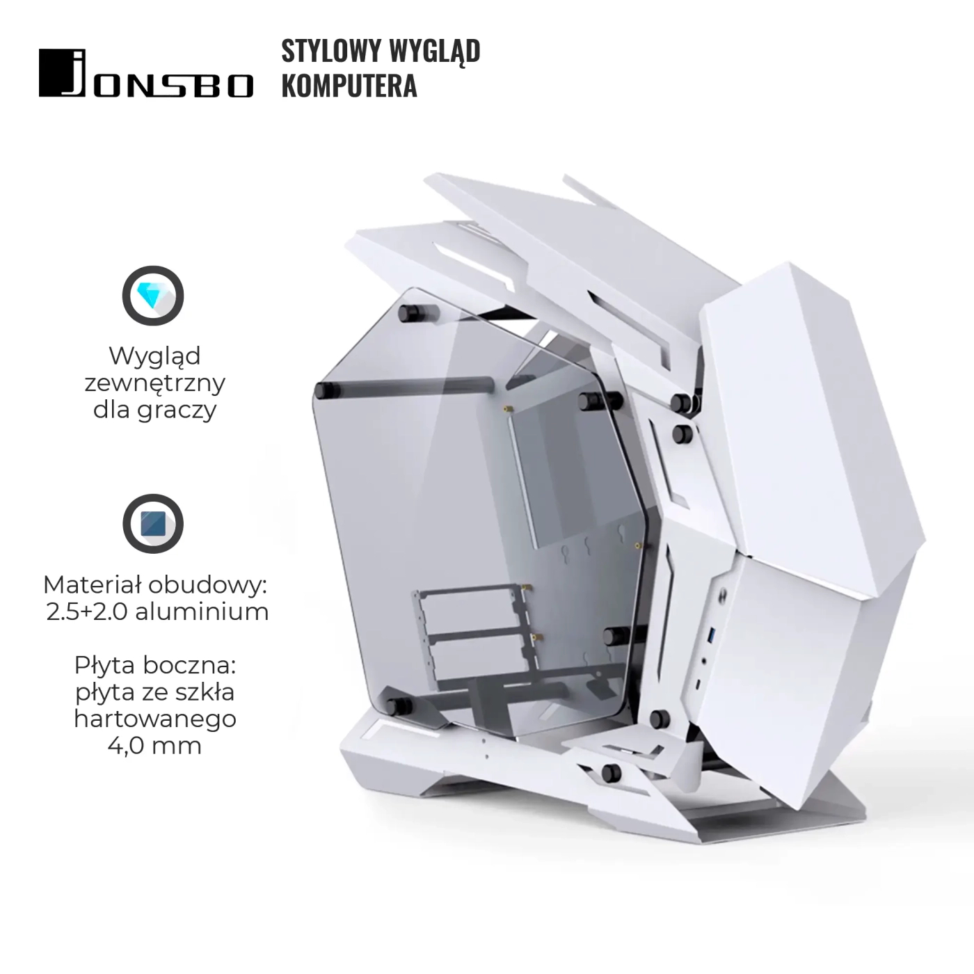 Obudowa JONSBO MOD-3 mini White cena - zdjęcie 1