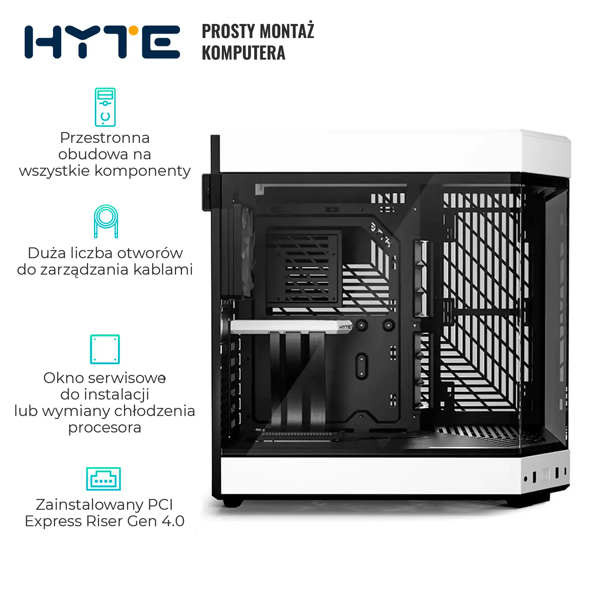 Obudowa Hyte Y60 Black-White (CS-HYTE-Y60-BW) cena - zdjęcie 3