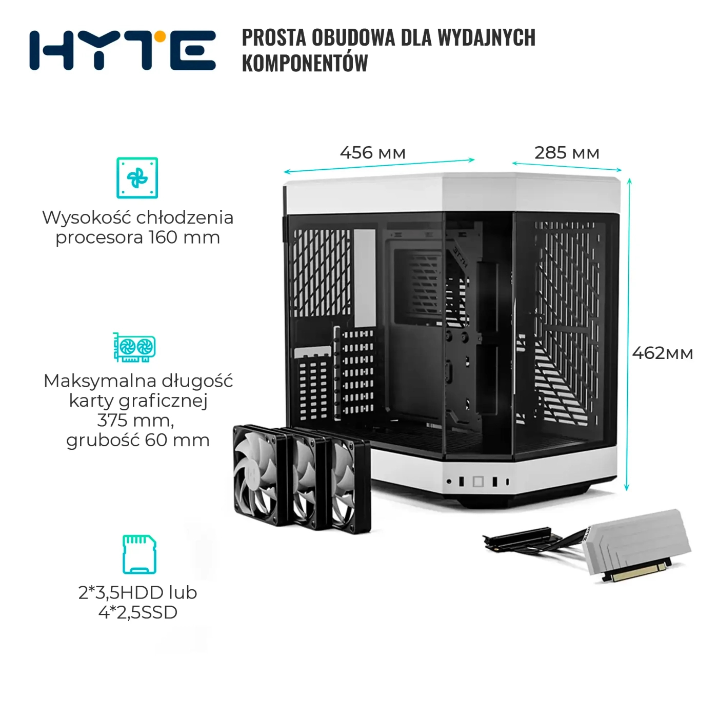 Obudowa Hyte Y60 Black-White (CS-HYTE-Y60-BW) cena - zdjęcie 5