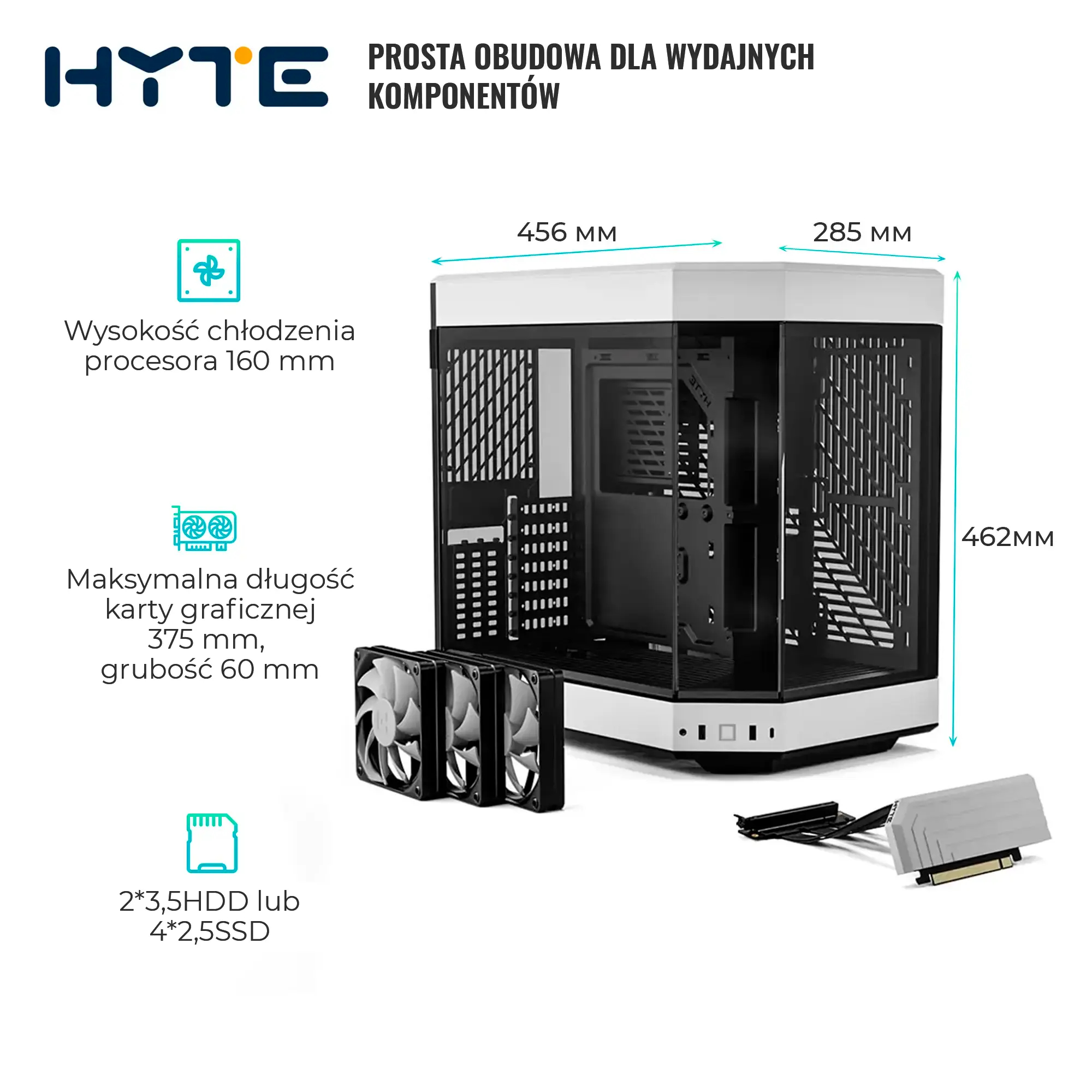 Obudowa Hyte Y60 Black-White (CS-HYTE-Y60-BW) cena - zdjęcie 5