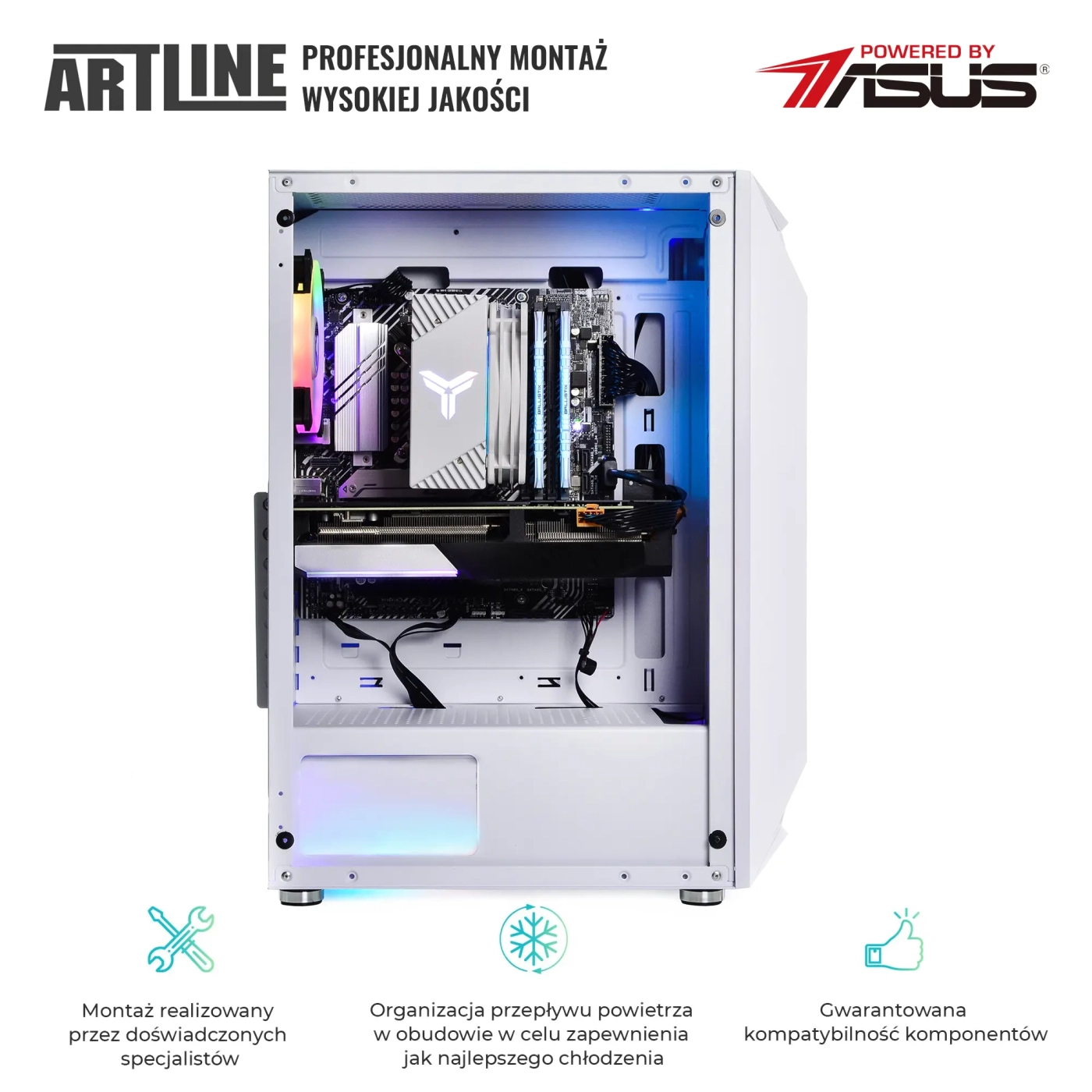 Komputer gamingowy ARTLINE Gaming X55WHITE i5 13400F RTX 3060 12GB SN32102Win cena - zdjęcie 6
