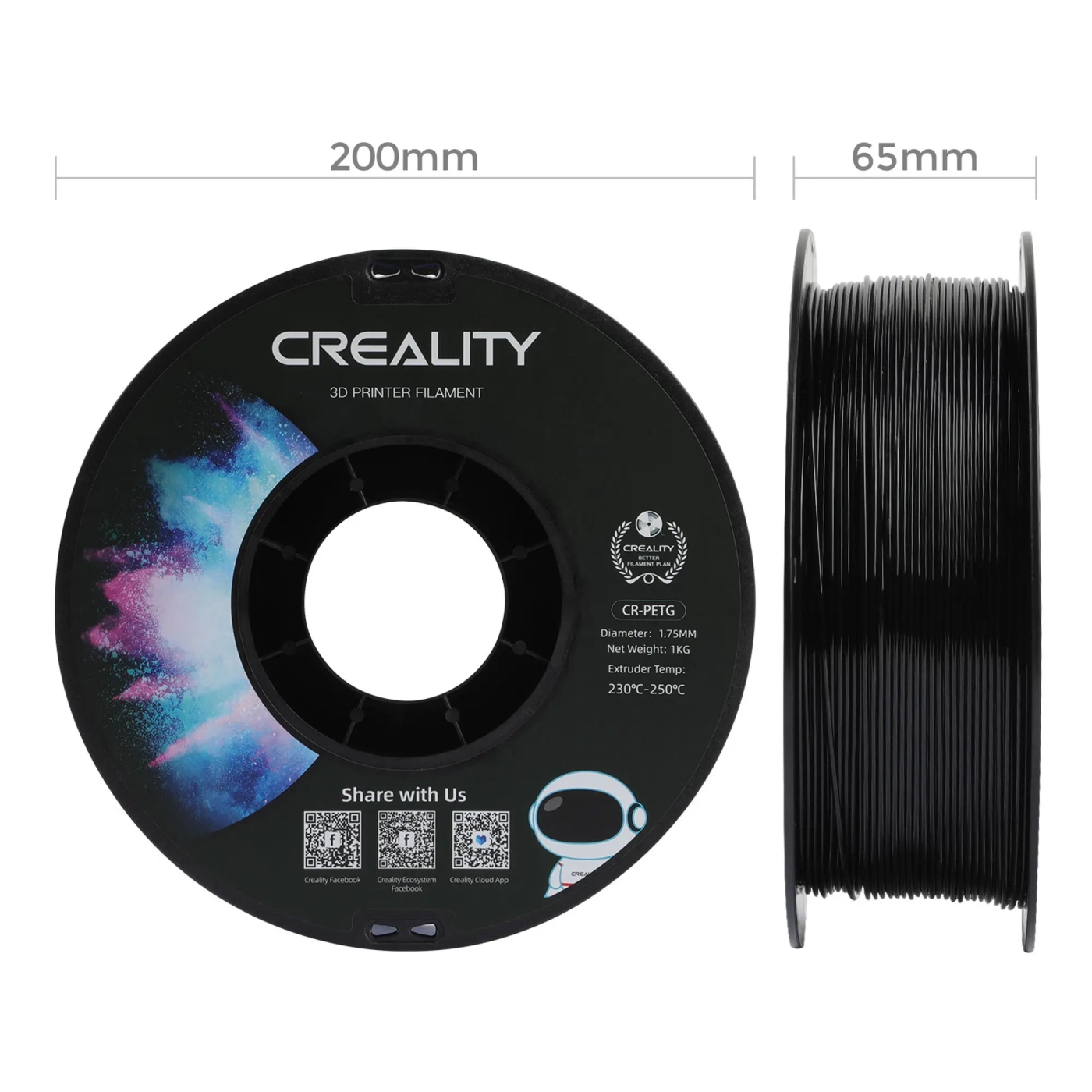 Filament PETG do drukarki 3D CREALITY 1kg, 1.75mm, Czarny (3301030035) cena - zdjęcie 5