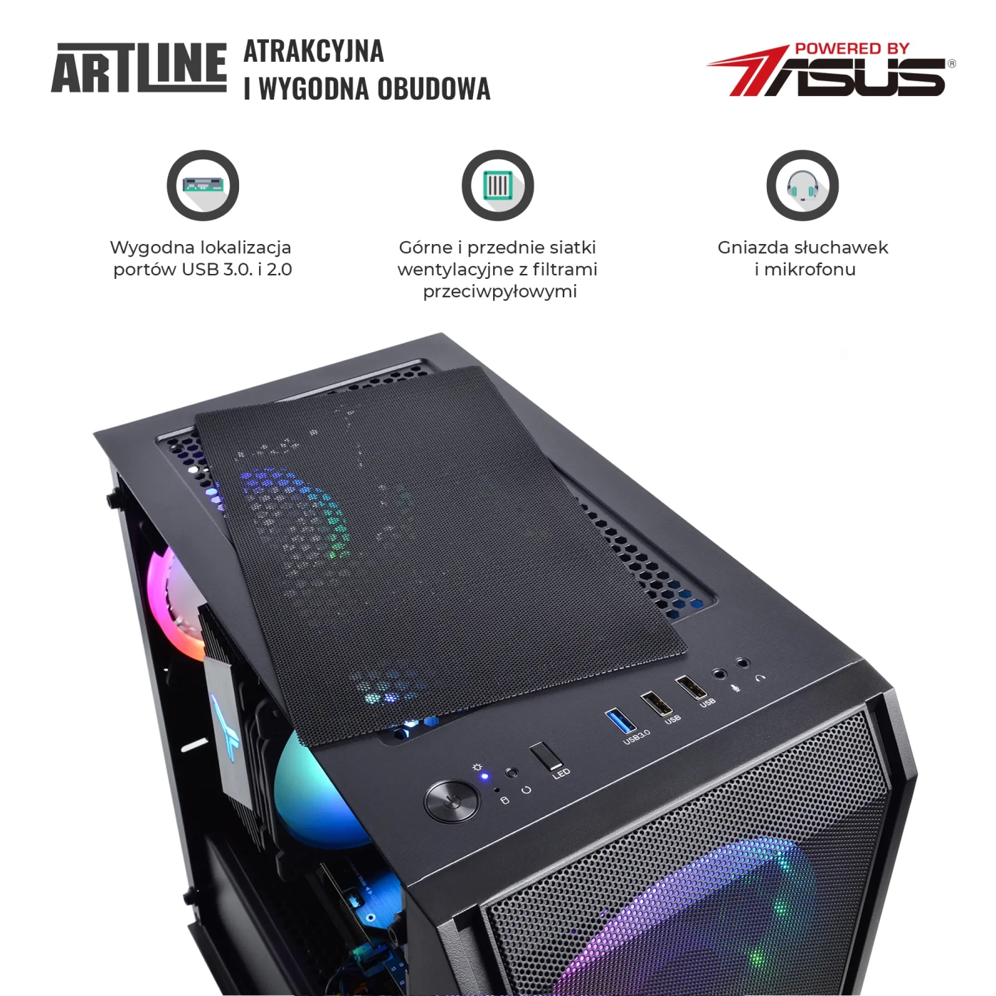 Komputer gamingowy ARTLINE Gaming X65 Ryzen 5 5600X RTX 3060 12GB NM3210 cena - zdjęcie 3