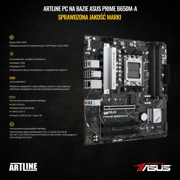 Komputer gamingowy ARTLINE Gaming X67 Ryzen 5 7600X RTX 3060 Ti 8GB NM3242Win cena - zdjęcie 1