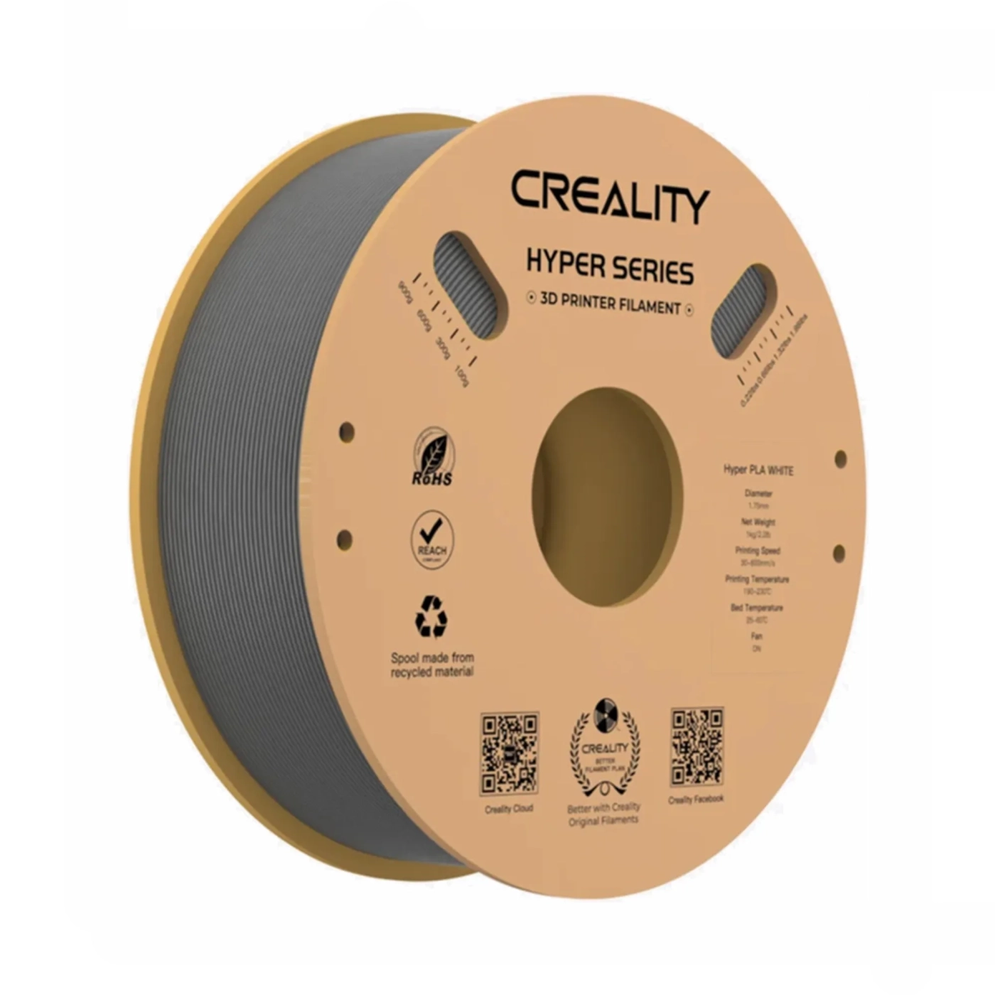 Filament Hyper PLA do drukarki 3D CREALITY 1kg, 1.75mm, szary cena - zdjęcie 0