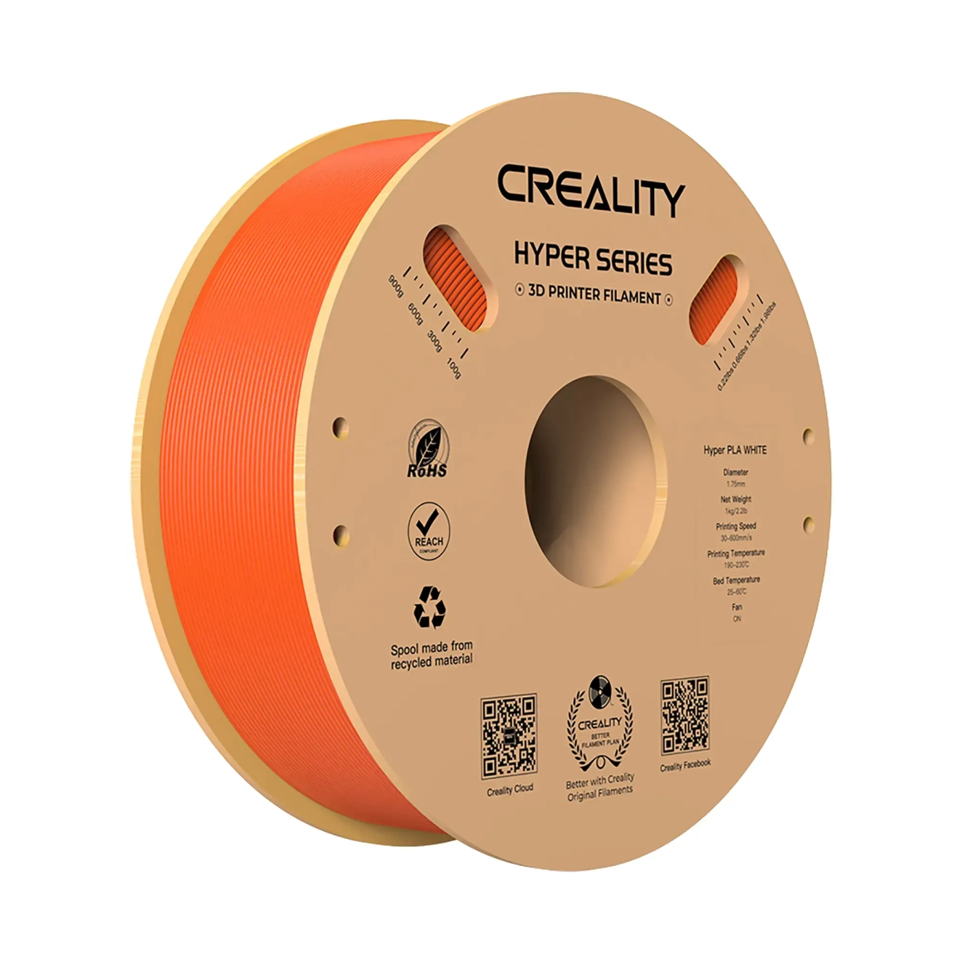 Filament Hyper PLA (tworzywo sztuczne) do drukarki 3D CREALITY 1 kg, 1,75 mm, pomarańczowy (3301010381) cena - zdjęcie 0