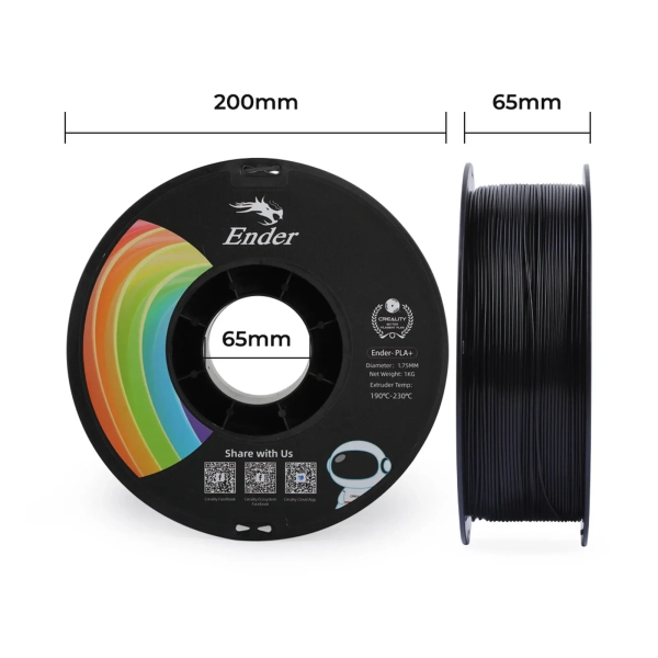 Filament PLA Plus (tworzywo sztuczne) do drukarki 3D CREALITY 1 kg, 1,75 mm, czarny (3301010306) cena - zdjęcie 5