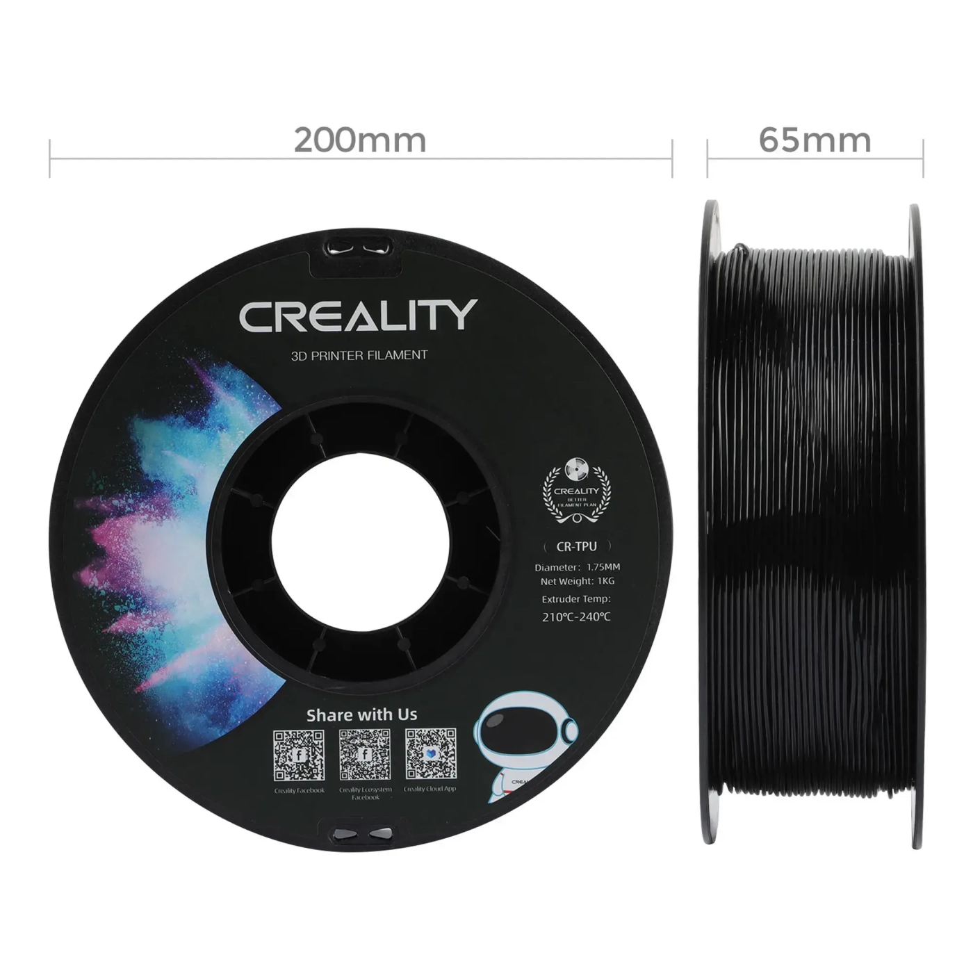 Filament TPU (tworzywo sztuczne) do drukarki 3D CREALITY 1 kg, 1,75 mm, czarny (3301040040) cena - zdjęcie 5