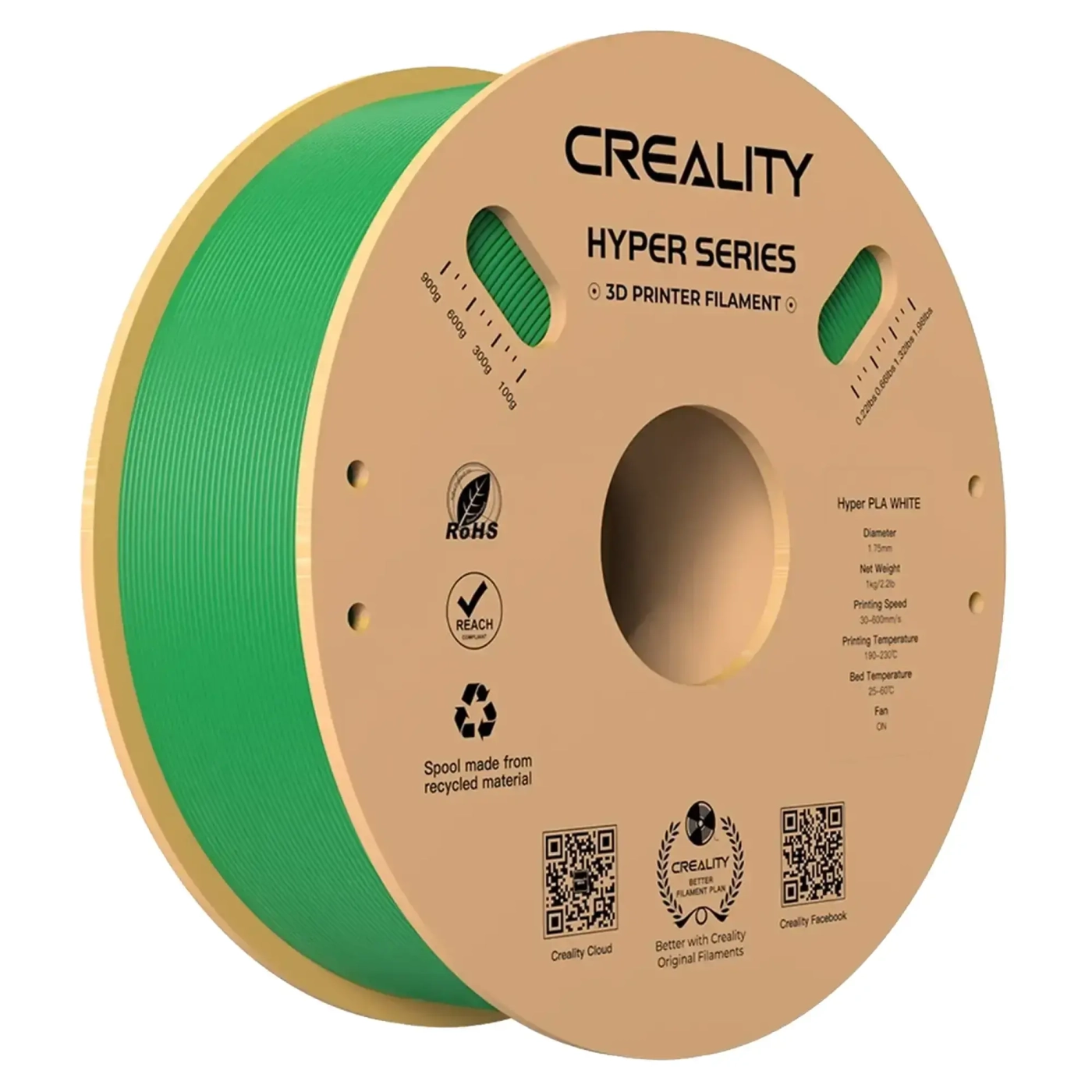 Filament Hyper PLA (plastik) do drukarki 3D CREALITY 1kg, 1,75mm, zielony (3301010380) cena - zdjęcie 0