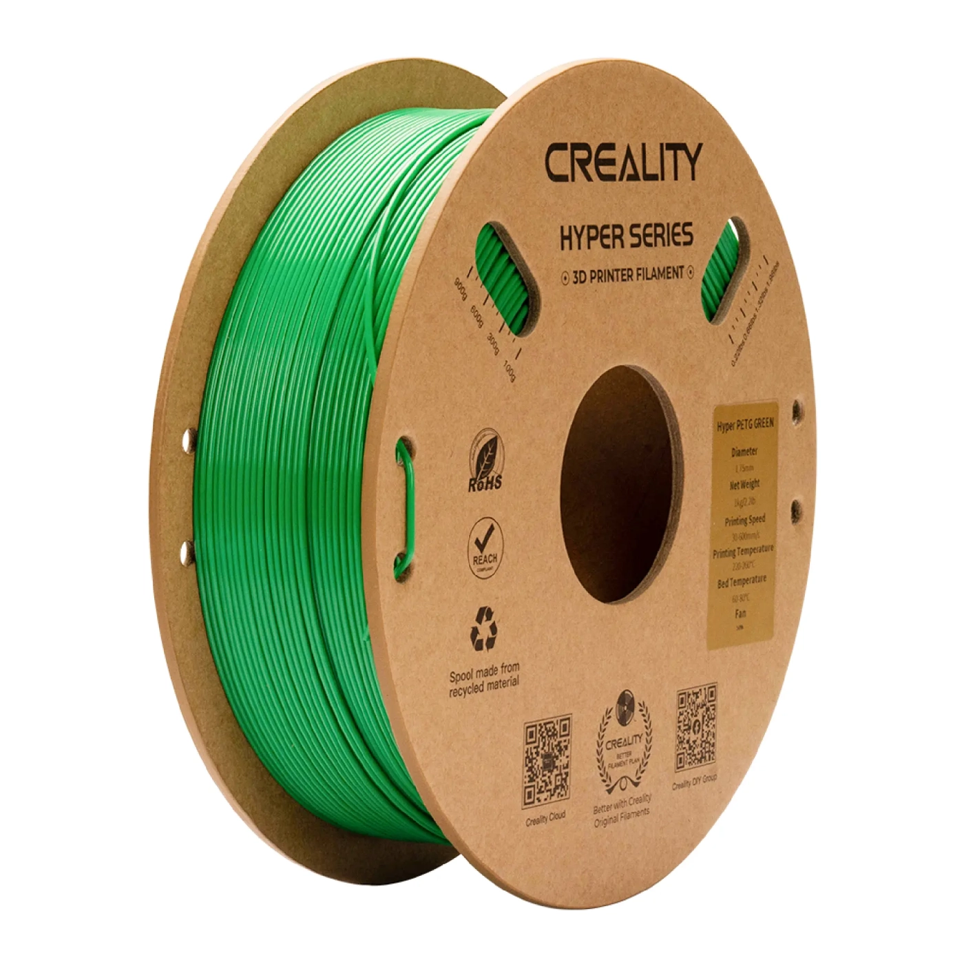 Filament Hyper PETG (tworzywo sztuczne) do drukarki 3D CREALITY 1 kg, 1,75 mm, zielony (3301030069) cena - zdjęcie 0